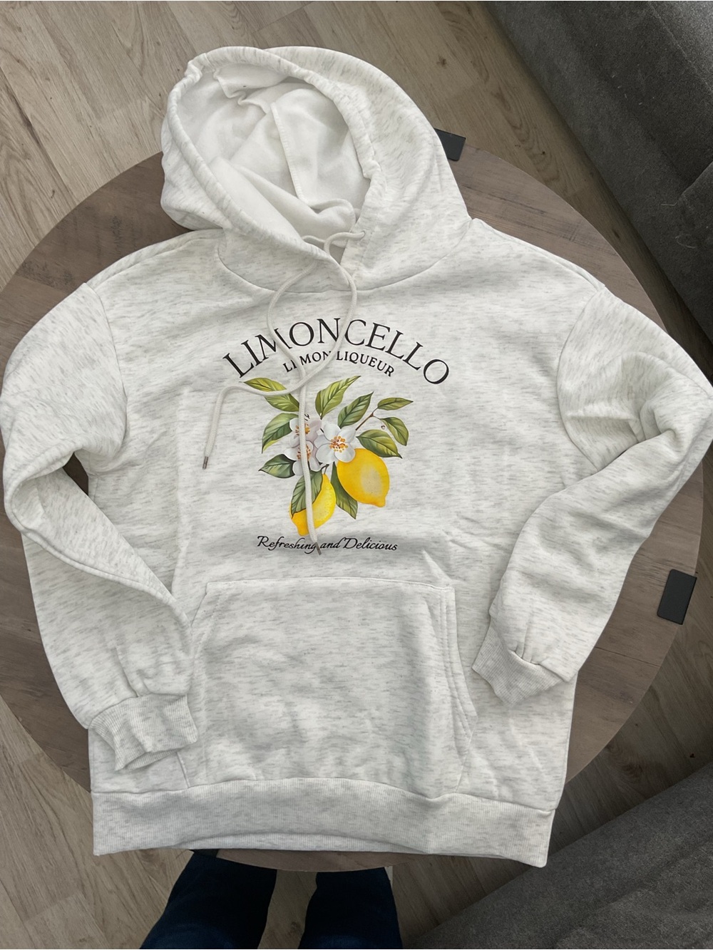 Source Unknown Light Heather White Hoodie with Yellow Lemon Graphic